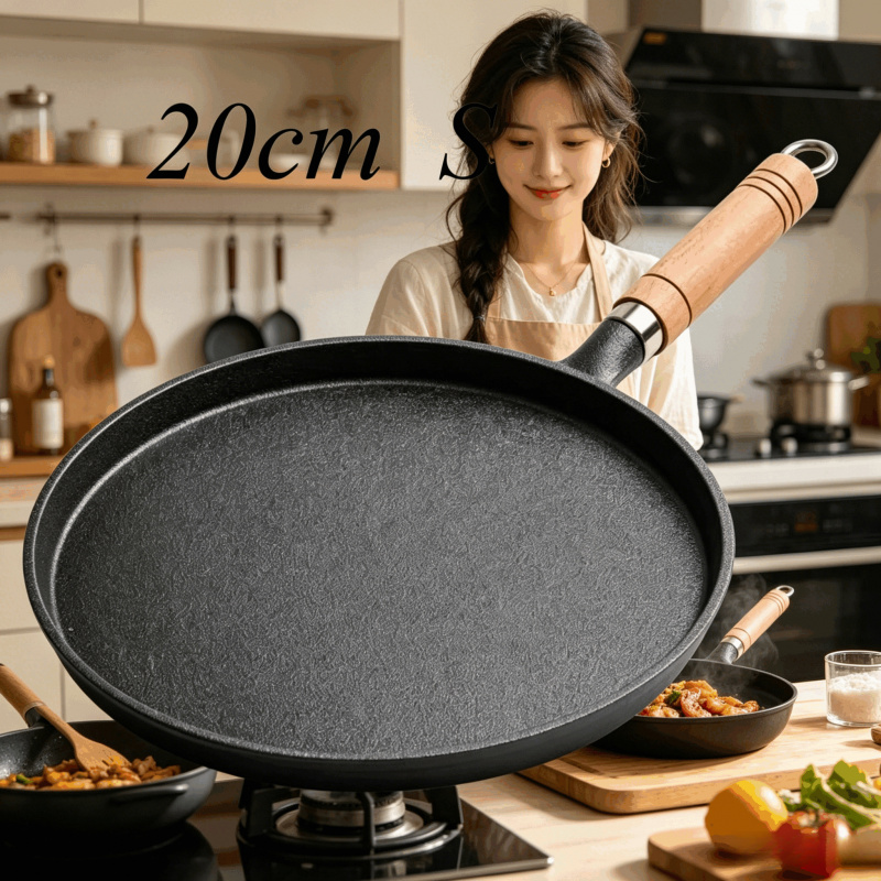 Electric Griddle Pancake - 20cm 주철 프라이팬 나무 손잡이 –